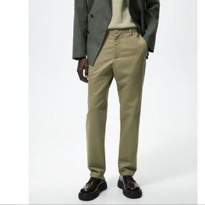 NWT ZARA MEN'S COTTON - LINEN PANTS KHAKI